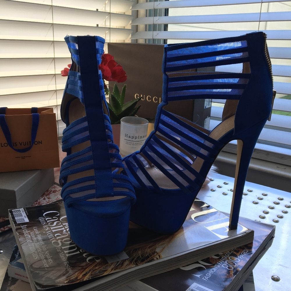blue high heels